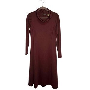 Eddie Bauer Long Sleeve Cowl Neck A-Line Dress Wine‎ Size M